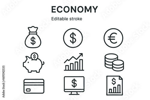 Finance and Money Icons Set – Banking, Investment, Credit Card, Online Payment, Savings