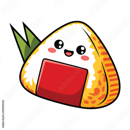 Cute onigiri with seaweed and rice the adorable character adds a touch of whimsy to this traditional japanese snack illustration