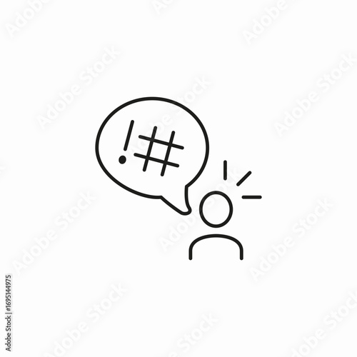 person shouting expletives icon sign vector