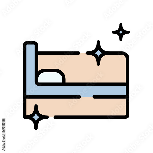 Good Sleep Color Icon. Vector Isolated Sign of Sleeping, Symbolizing Peaceful Rest and Quality Sleep. Isolated Vector Illustration, isolated on white background.