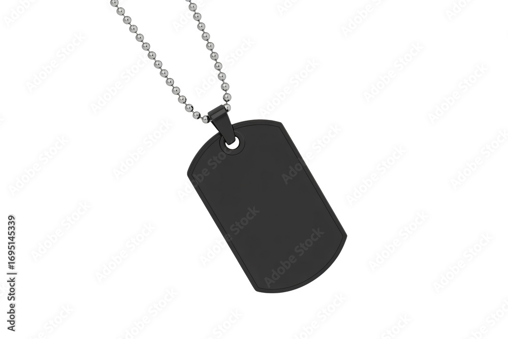 Fototapeta premium Blank black military dog tag necklace perfect for engraving your message