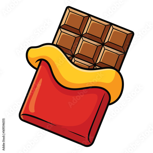 Cartoon chocolate bar, a sweet and tempting design for candy packaging, dessert illustrations, or confectionery promotions