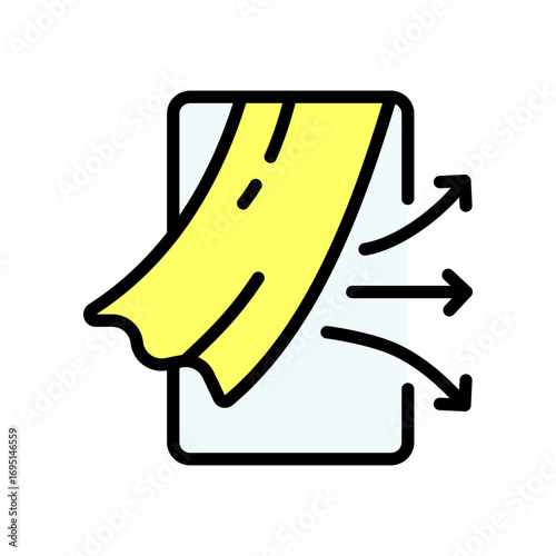 Airing bedroom color icon. Office space ventilation, room ventilation. Open window, oxygen in home. Vector isolated drawing on white background.