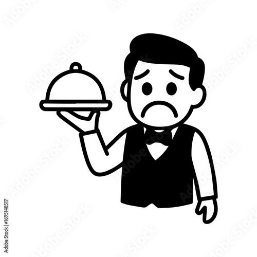 character emotion waiter sadness vector on white background
Vector icon character with emotion