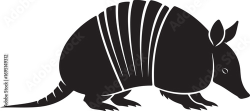 Elegant Armadillo Silhouette Illustration in Black and White for Design Projects and Educational Materials Featuring Wildlife and Animal Conservation