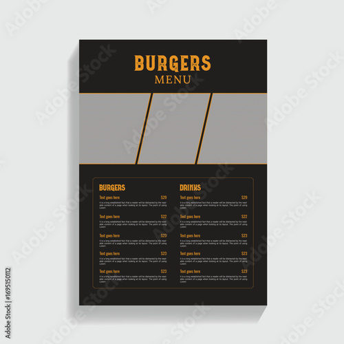 Burgers Menu Delicious Food Restaurant Brochure