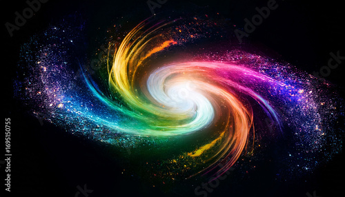 An Abstract Swirl Of Rainbow Dust Particles Resembling A Galaxy Artistic And Vivid