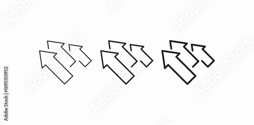 multiple arrows growing icon sign vector