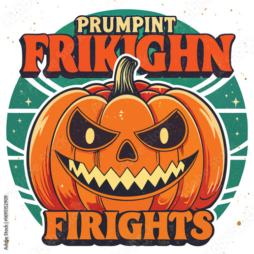 Spooky Season Prumpkint Frightghn Frights Vintage Style Halloween Art