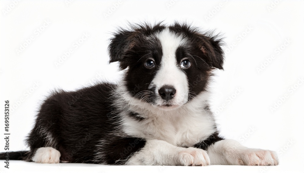 Fototapeta premium border collie puppy isolated on white background cutout