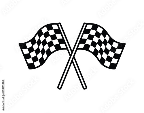 Crossed Checkered Flags A Black and White Illustration