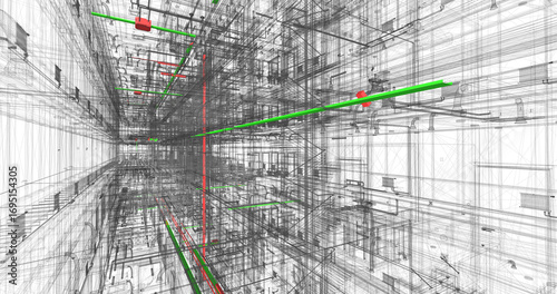 3D BIM clash detection of MEP systems in building design