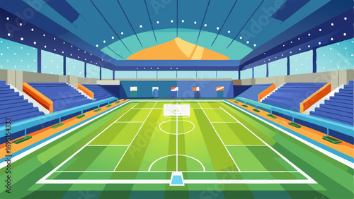 A large indoor turf field perfect for soccer flag football or other team sports.