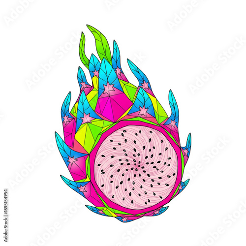 Fresh Dragon Fruit (Pitaya) Isolated on White Background – Exotic Tropical Superfood