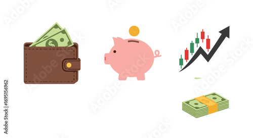 Secure your financial future with a growing wallet smart savings and bullish stock market trends trending upwards, Generative AI.