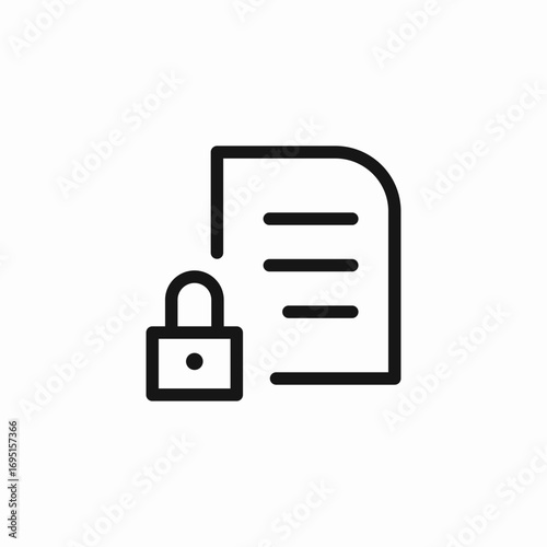 secure document lock icon sign vector