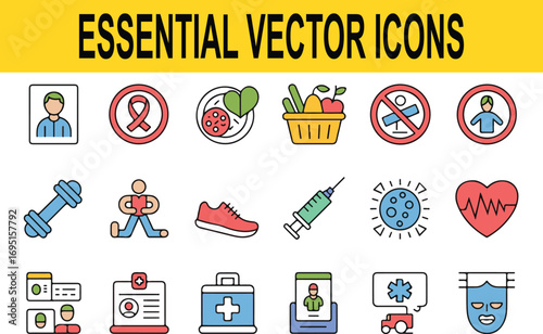 Collection of health and medical vector icons fitness