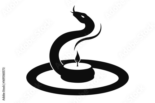 Snake Coiled Around Candle Icon – Symbol of Mystery, Magic, and Spiritual Ritual