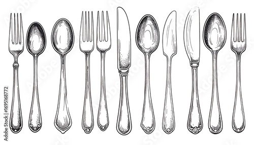 Hand-drawn cutlery set illustration