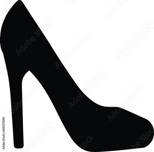 Elegant Black Silhouette of a Stiletto High Heel Shoe for Fashion and Style
