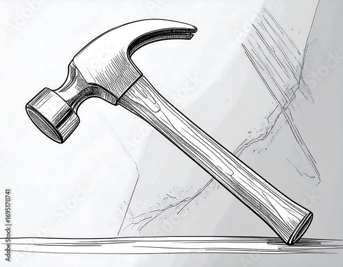 Hand-drawn illustration of a hammer