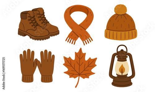 Autumn essentials: cozy accessories and seasonal symbols for fall adventures