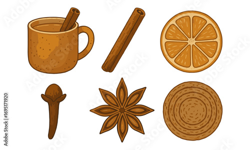 Warm spice and citrus elements for cozy autumn designs