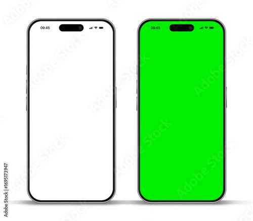 Realistic smartphone mockup. Mobile phone vector with isolated on white background. Device front view. 3D mobile phone with shadow. Realistic, high quality smart phone mockup for ui ux presentation.