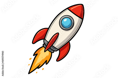 A vector illustration of a rocket on a transparent background, symbolizing a startup object