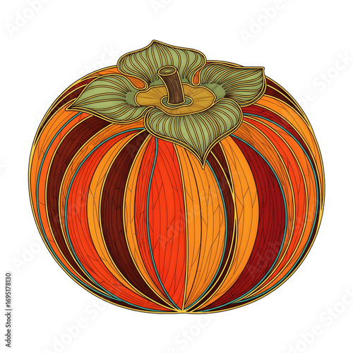 Fresh Ripe Persimmon Isolated on White Background – Healthy Organic Fruit