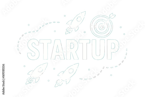 New project poster background showcasing a startup company's logo concept and success