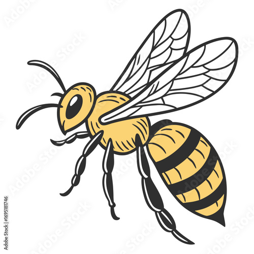 Honey bee illustration, vector design element