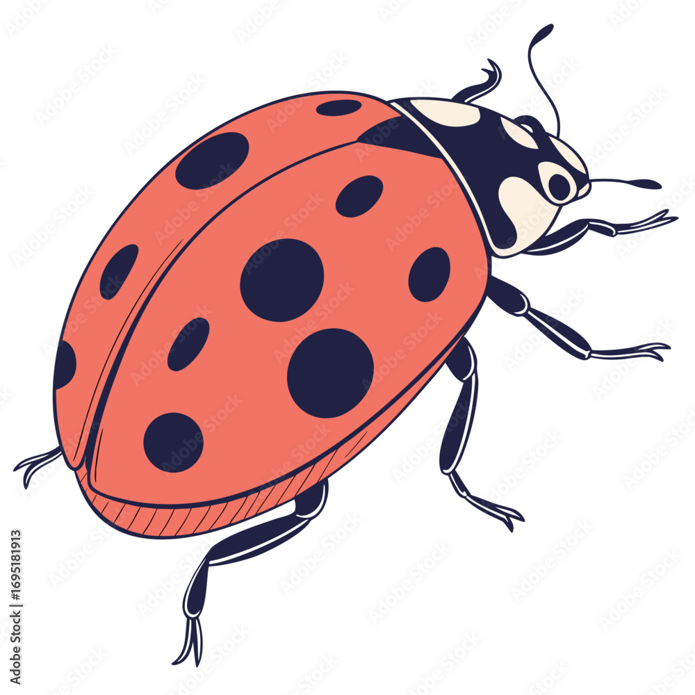 Obraz premium Cute ladybug crawling