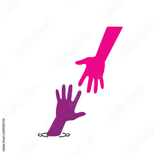 Helping Hands Line Art Vector Illustration for Support and Charity Concept