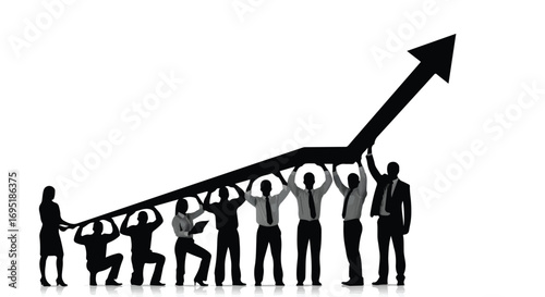 Teamwork drives upward growth and success with shared effort and ambition
