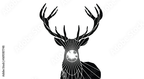 Majestic stag with intricate circular pattern radiating from its face, symbolizing nature and time.