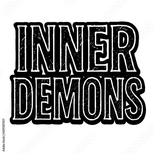 Inner Demons: Confronting Personal Struggles & Overcoming Adversity - A Powerful Motivational Graphic Design for Mental Health Awareness, Self-Reflection, and T-shirt Apparel with a Bold, Distressed A