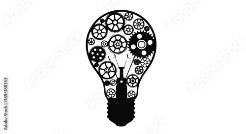 Intricate clockwork gears forming a glowing lightbulb, symbolizing creative ideas and innovation.