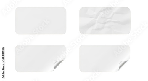Wallpaper Mural Four blank white rectangular stickers with rounded corners, isolated on transparent background Torontodigital.ca