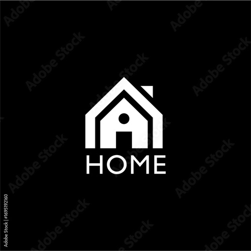 Simple House Logo Black Background