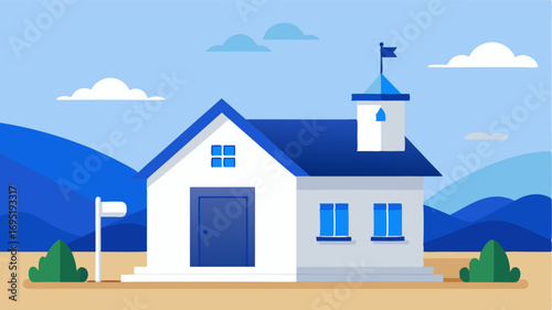 A simple white building with a blue roof the post office is a beacon of hope in the remote countryside.