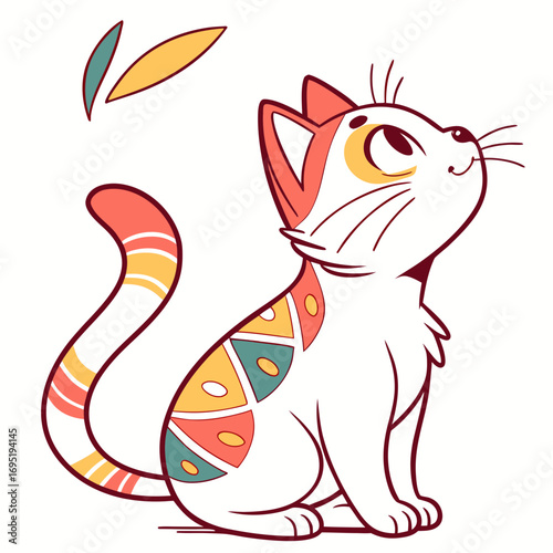Cute cartoon cat character, vector illustration