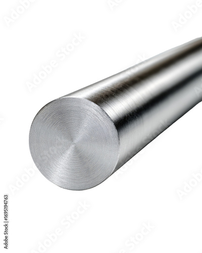 Polished steel rod close-up, industrial background, product shot