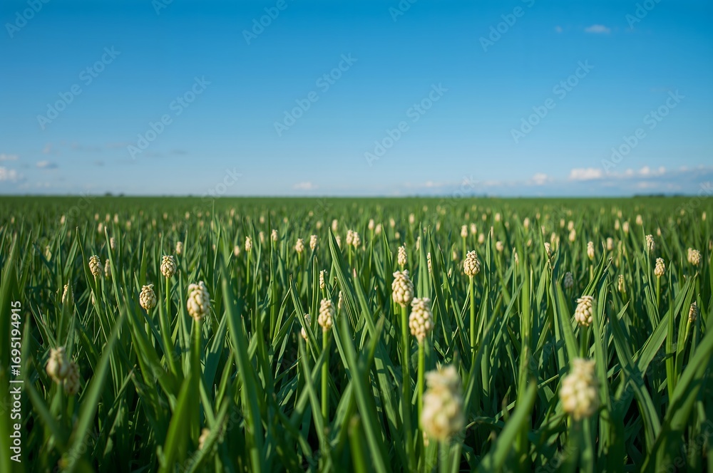 Obraz premium Wheat sprouts in a spring field.