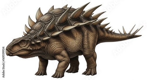 Majestic armored dinosaur with powerful spikes and scaly hide, ready to dominate prehistoric landscapes