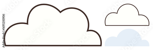 Simplistic cloud shapes of varying sizes. Ideal for weather, technology, internet, data storage, design, communication, and environmental themes. Clean and simple flat metaphor