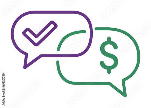 Speech Bubbles Checkmark Dollar Sign - Minimal Vector