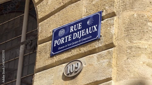 Rue Porte Dijeaux street sign in Bordeaux, France