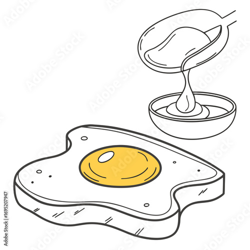 Fried egg on toast with honey