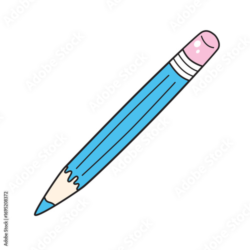 Blue pencil isolated cartoon vector illustration